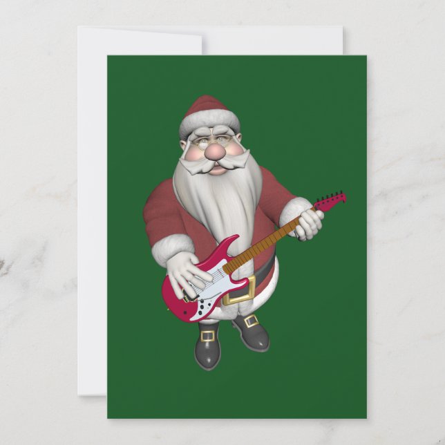 Cartes Pour Fêtes Annuelles Le Père Noël joue de la guitare électrique (Devant)