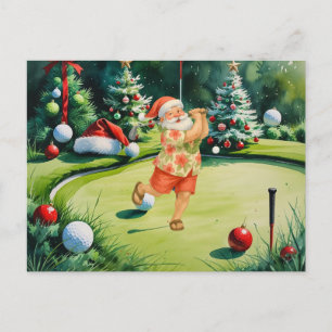 Cartes Pour Fêtes Annuelles Le Père Noël joue sur le green