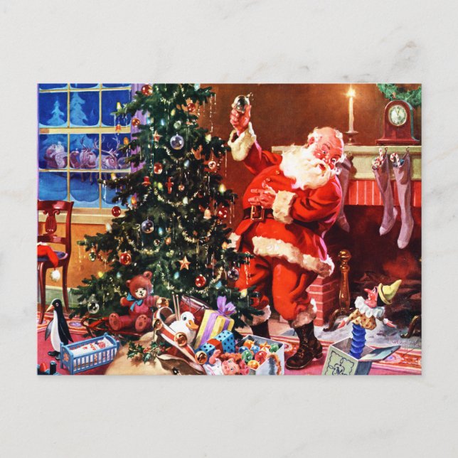 Cartes Pour Fêtes Annuelles Le Père Noël la nuit avant Noël (Devant)