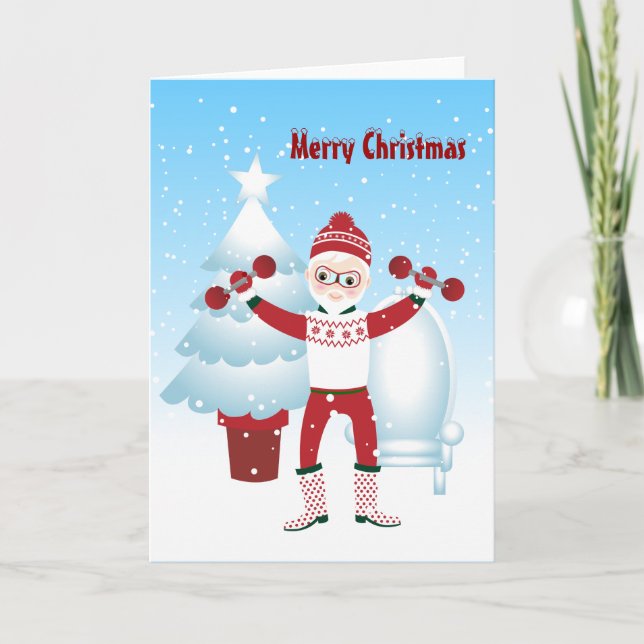 Cartes Pour Fêtes Annuelles Le père noël obtient l'ajustement pour Noël (Devant)