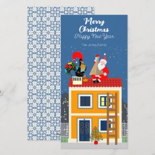 Cartes Pour Fêtes Annuelles Le Père Noël rencontre le Coq portugais