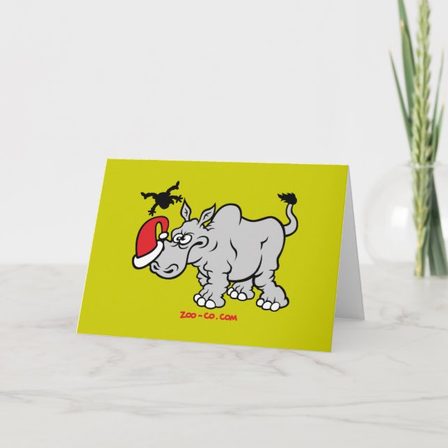 Cartes Pour Fêtes Annuelles Le père noël rencontre un rhinocéros (Devant)