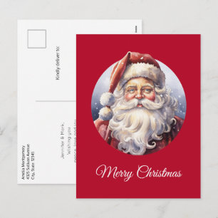 Cartes Pour Fêtes Annuelles Le Père Noël rétro dans un Noël Casquette rouge