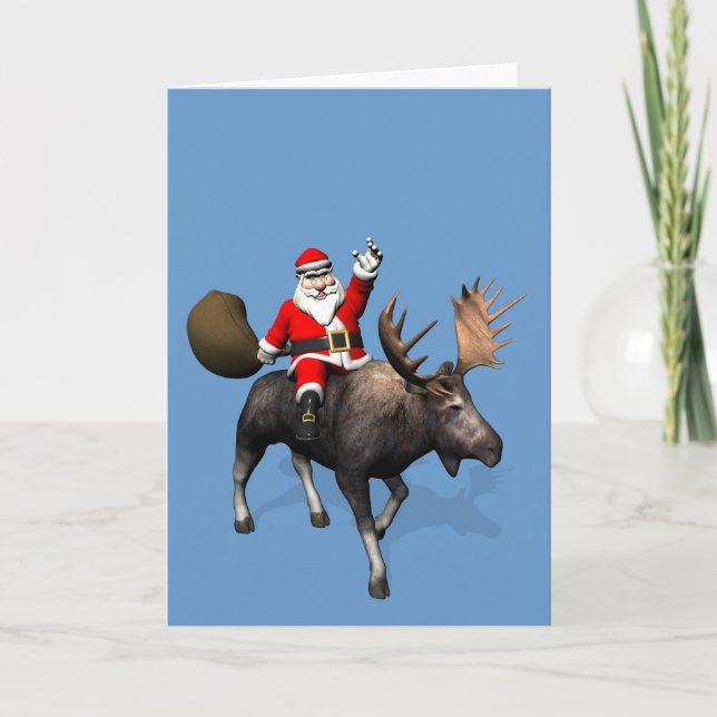 Cartes Pour Fêtes Annuelles Le Père Noël Se Rend Sur L'Oie (Devant)