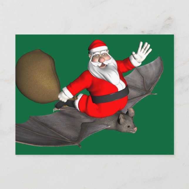 Cartes Pour Fêtes Annuelles Le Père Noël Sur La Chauve Volante (Devant)