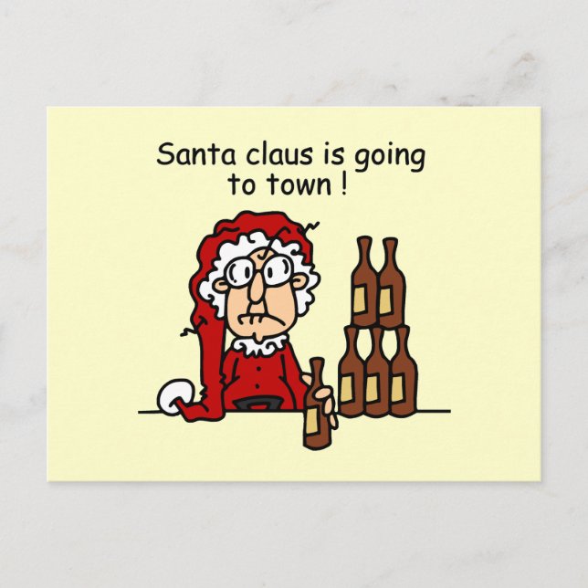 Cartes Pour Fêtes Annuelles Le Père Noël va en ville (Devant)