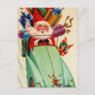 Cartes Pour Fêtes Annuelles Le Père Noël vintage Courant Sur Une Colline
