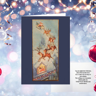 Cartes Pour Fêtes Annuelles Le Père Noël vintage Sleigh Reindeer survole