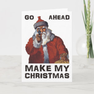 Cartes Pour Fêtes Annuelles Le père noël visant l'arme à feu - faites mon Noël