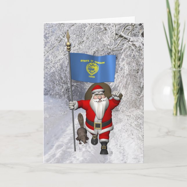 Cartes Pour Fêtes Annuelles Le Père Noël Visite L'État Beaver (Devant)