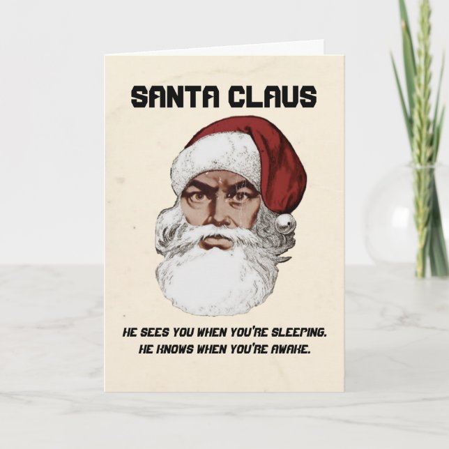 Cartes Pour Fêtes Annuelles Le Père Noël vous regarde (Devant)