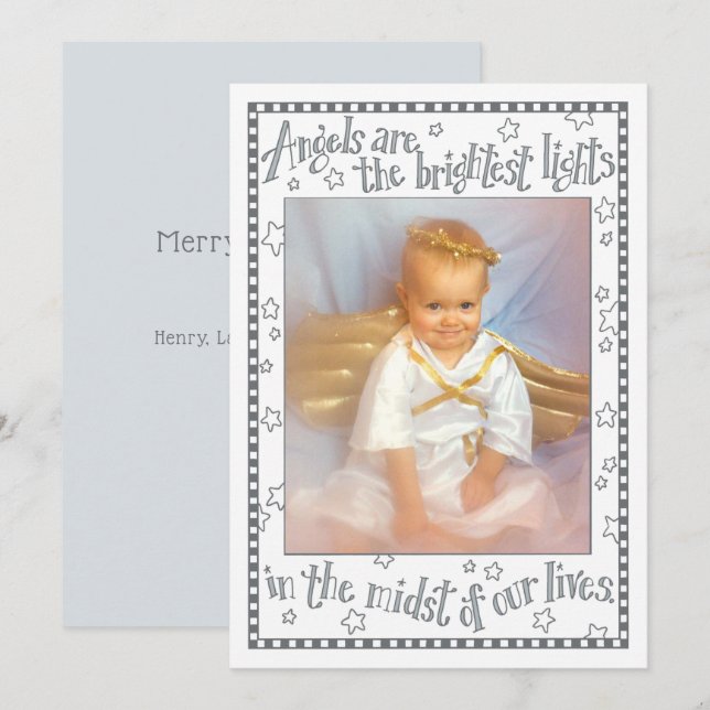 Cartes Pour Fêtes Annuelles Le Petit Ange | Citation esquissée (Devant / Derrière)