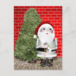 Cartes Pour Fêtes Annuelles Le Petit Père Noël Robo-x9 Décore Son Arbre De Noë