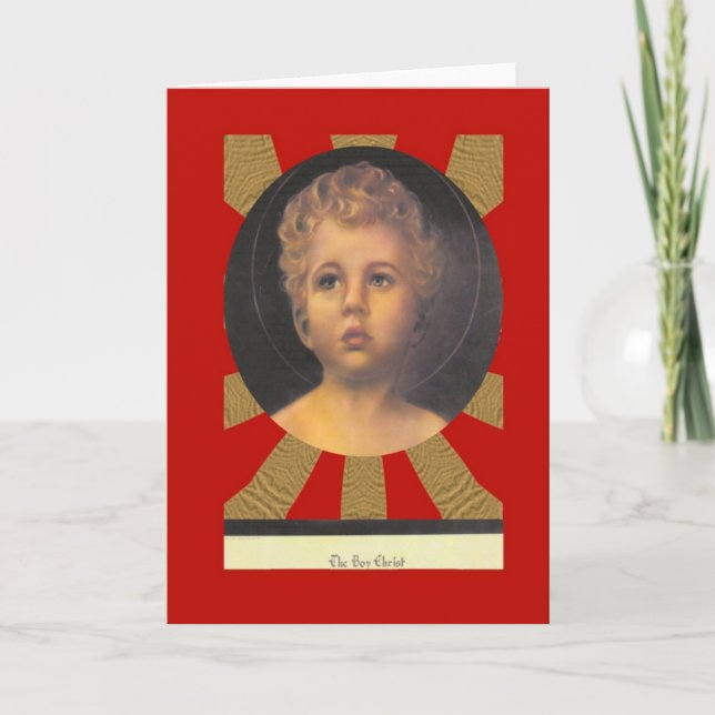 Cartes Pour Fêtes Annuelles Le portrait du Christ de garçon (Devant)