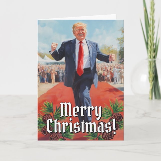 Cartes Pour Fêtes Annuelles Le président Donald Trump danse drôle Noël 2024 (Devant)