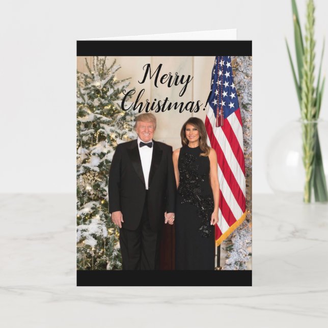 Cartes Pour Fêtes Annuelles Le président Donald Trump Melania Élégant Noël (Devant)