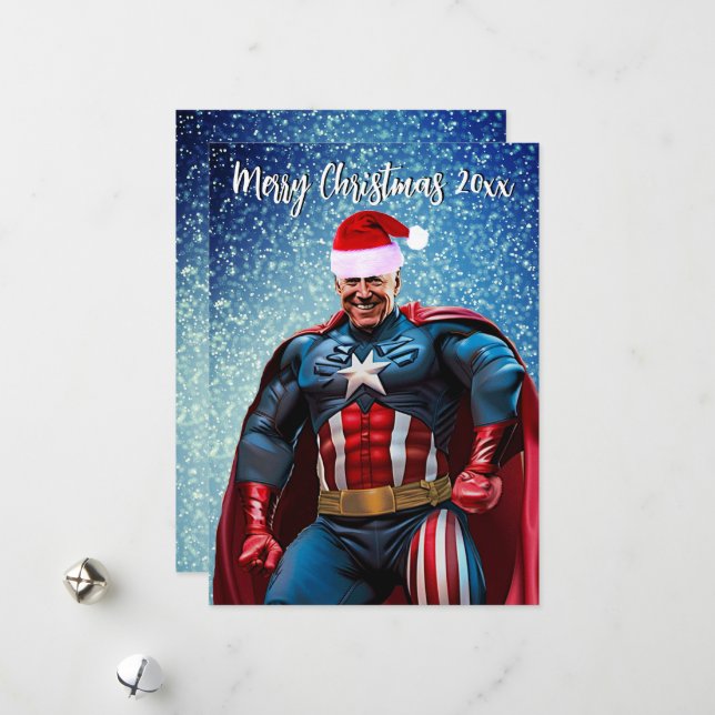 Cartes Pour Fêtes Annuelles Le président Joe Biden et Santa Hat (Devant/Arrière en situation)