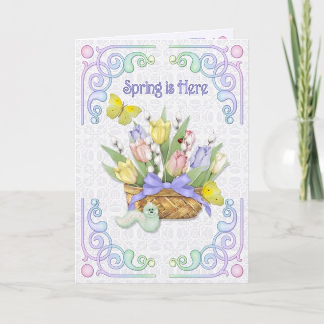 Cartes Pour Fêtes Annuelles Le printemps est là - Verset intérieur (Devant)