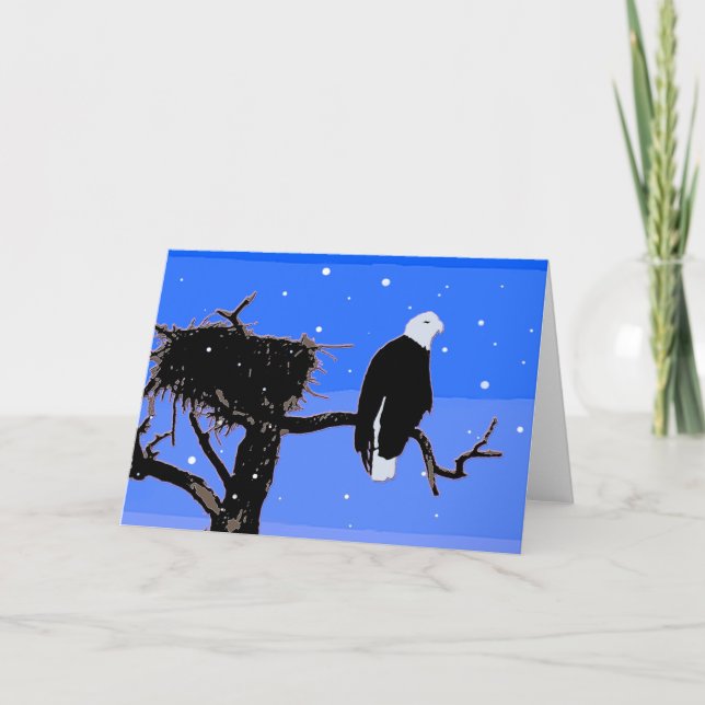 Cartes Pour Fêtes Annuelles Le pygargue à tête blanche en hiver (Devant)