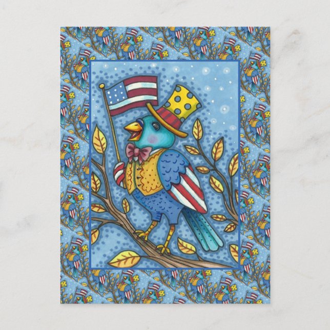 CARTES POUR FÊTES ANNUELLES LE QUATRIÈME TWEET DE JUILLET BLUEBIRD, AMÉRICAIN  (Devant)