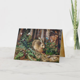 CARTES POUR FÊTES ANNUELLES LE RABBIT EN BOIS, OEUFS DE PÂQUES AUX FLEURS