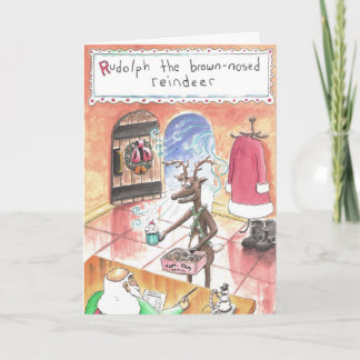 Cartes Pour Fêtes Annuelles le renne à nez Brown