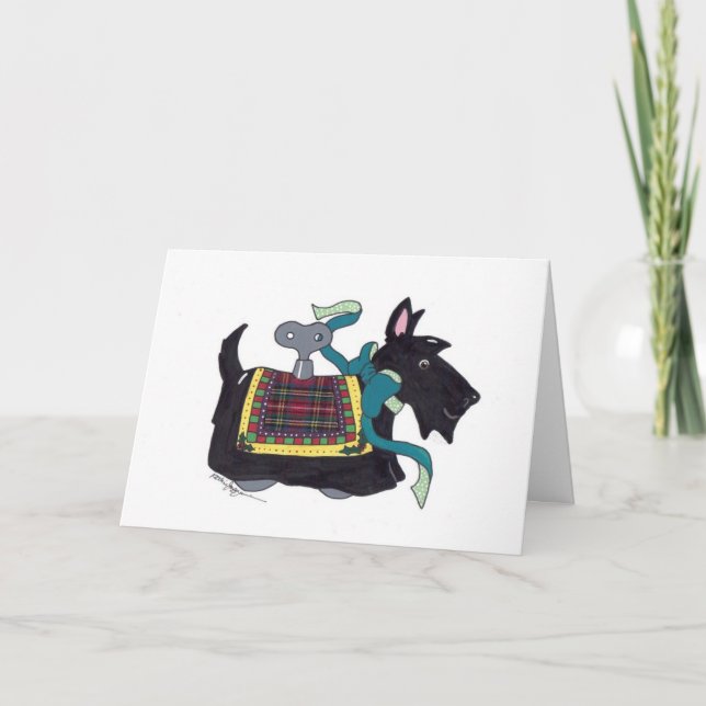 CARTES POUR FÊTES ANNUELLES LE SCOTTIE DE NOËL S'ENROULENT (Devant)