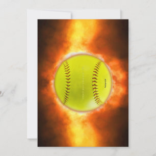 Cartes Pour Fêtes Annuelles Le softball de SlipperyJoe sur feu flammes feu feu