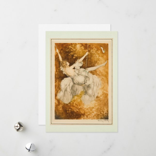 Cartes Pour Fêtes Annuelles Le Swing, 1928 par Louis Icart (Devant/Arrière en situation)