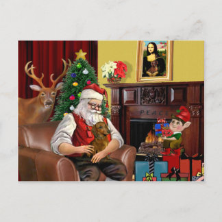 Cartes Pour Fêtes Annuelles Le teckel de Santa (b/r)