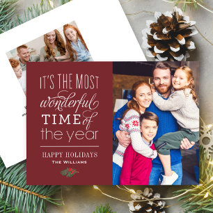 Cartes Pour Fêtes Annuelles Le Temps Le Plus Merveilleux Merlot Red Photo