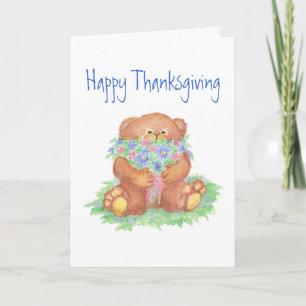Cartes Pour Fêtes Annuelles Le thanksgiving, donnent des mercis, fleurs d'ours