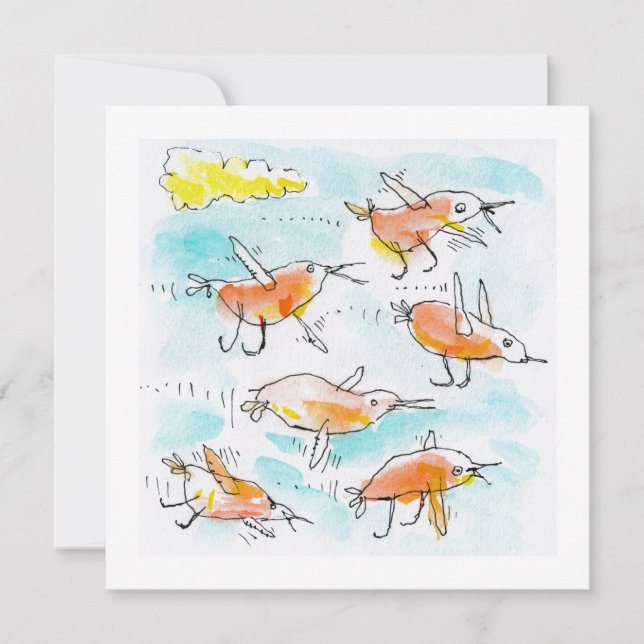 Cartes Pour Fêtes Annuelles Le troupeau des petits oiseaux (Devant)