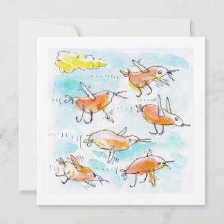Cartes Pour Fêtes Annuelles Le troupeau des petits oiseaux