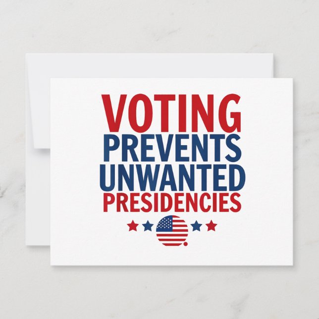 Cartes Pour Fêtes Annuelles Le vote empêche les présidences indésirables homme (Devant)