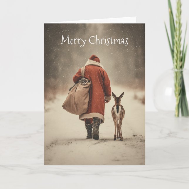 Cartes Pour Fêtes Annuelles Le voyage des bois d'hiver de père Noël (Devant)