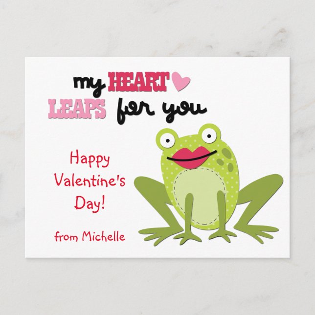 Cartes Pour Fêtes Annuelles Leaps cardiaques de la grenouille Valentine (Devant)