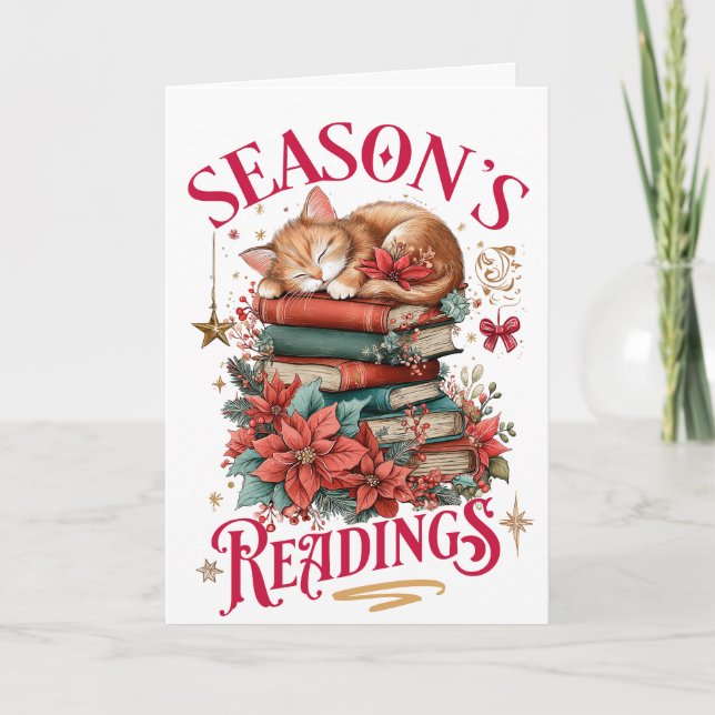Cartes Pour Fêtes Annuelles Lectures de saison Kitten Cozy  (Devant)