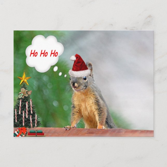 Cartes Pour Fêtes Annuelles L'écureuil de Noël Dit Ho Ho Ho (Devant)