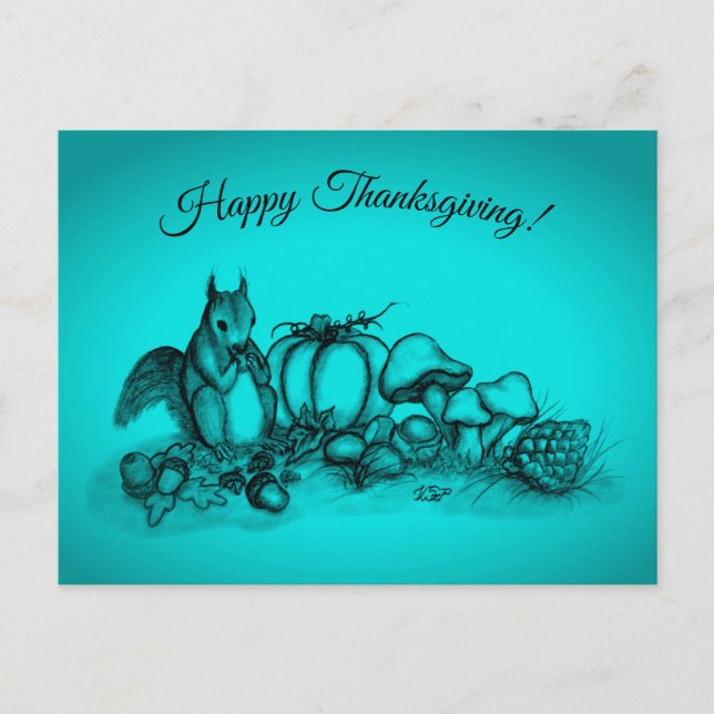 Cartes Pour Fêtes Annuelles L'écureuil en Automne, Bon thanksgiving ! (Devant)