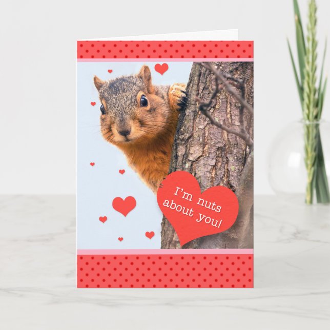 Cartes Pour Fêtes Annuelles L'Écureuil Heureuse Sainte-Valentin au coeur (Devant)