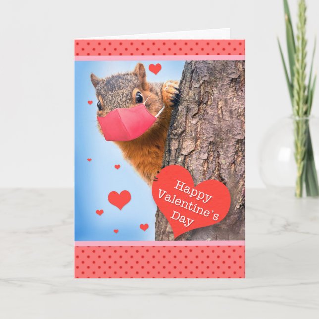 Cartes Pour Fêtes Annuelles L'écureuil Heureuse Sainte-Valentin dans le masque (Devant)