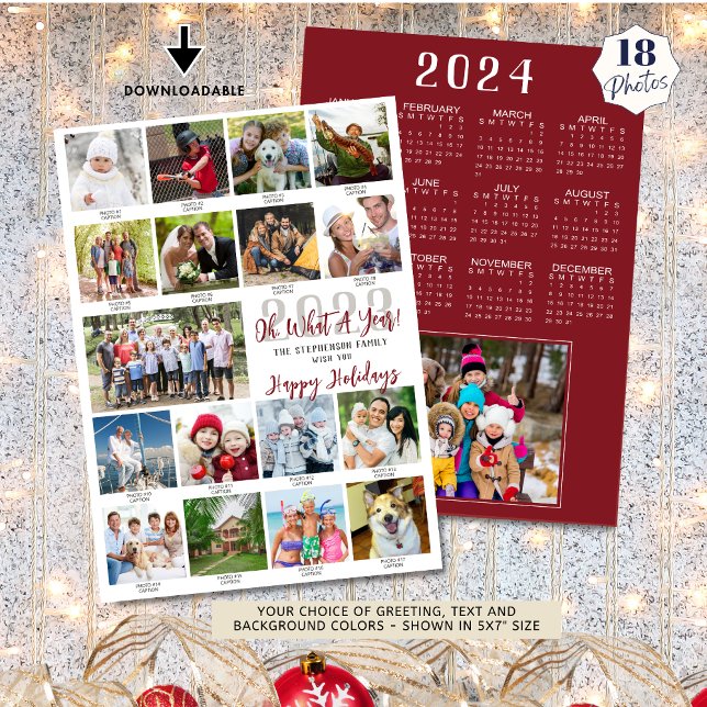Cartes Pour Fêtes Annuelles Légendes de collage photo d'une année 2024 Calendr (Créateur téléchargé)