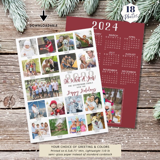 Cartes Pour Fêtes Annuelles Légendes de photos d'une année 2024 Calendrier géa (Créateur téléchargé)