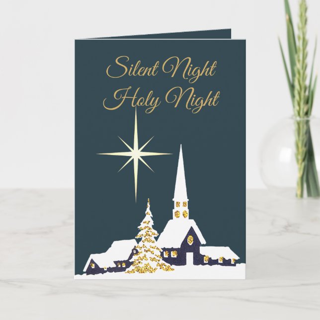 Cartes Pour Fêtes Annuelles L'église de neige nuit silencieuse (Devant)
