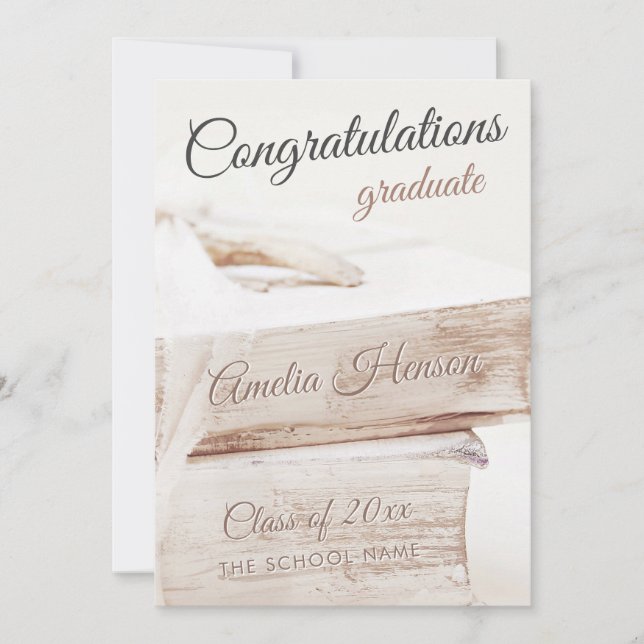 Cartes Pour Fêtes Annuelles L'élégante pile de livres Félicitations diplômé (Devant)