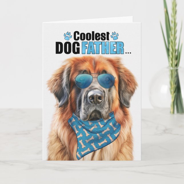 Cartes Pour Fêtes Annuelles Leonberger Chien Coolest Papa Jamais Fête des père (Devant)