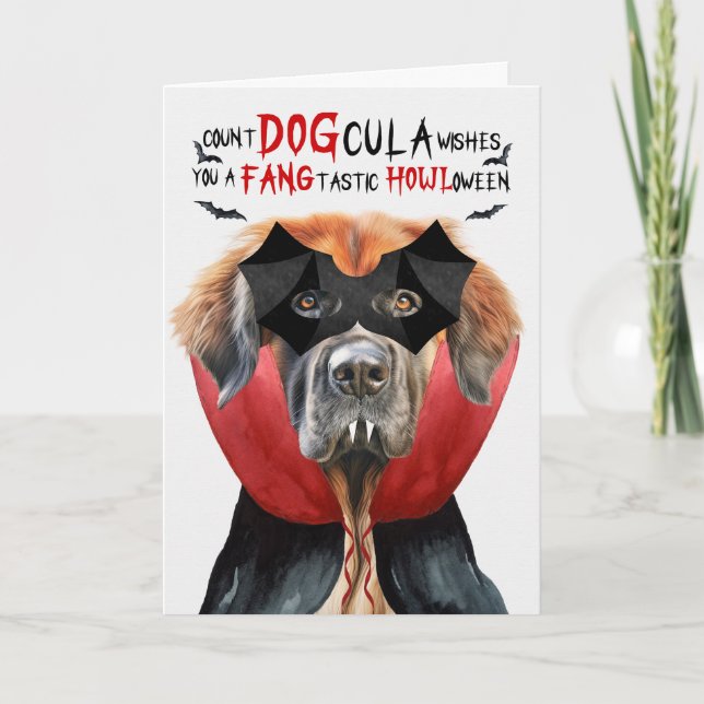 Cartes Pour Fêtes Annuelles Leonberger Chien drôle Nombre de DOGcula Halloween (Devant)