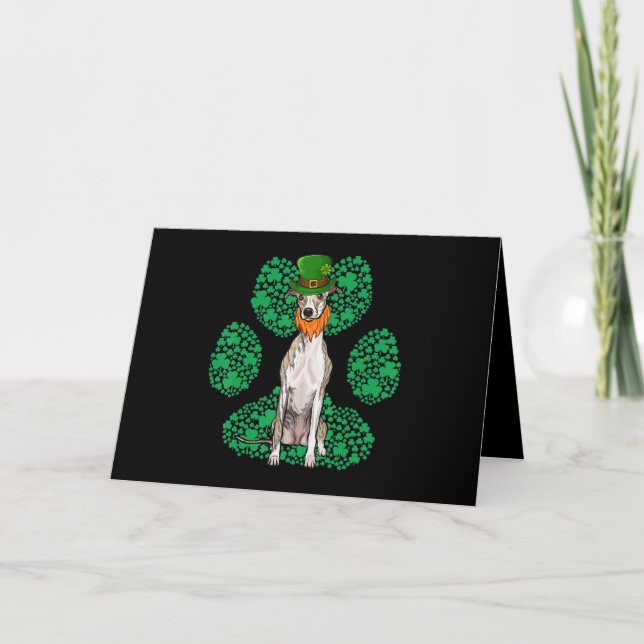 Cartes Pour Fêtes Annuelles Leprechaun Whippet Jour de la Saint Patrick Shamro (Devant)