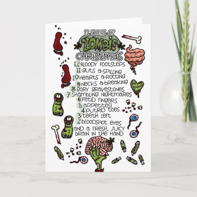 Cartes Pour Fêtes Annuelles Les 12 jours de Noël de zombi (Devant)
